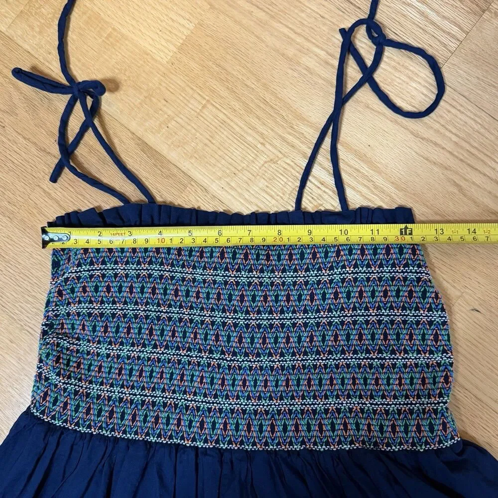 Tory Burch $358 Convertible Smocked Coverup Dress & Skirt Navy Blue M Vacation